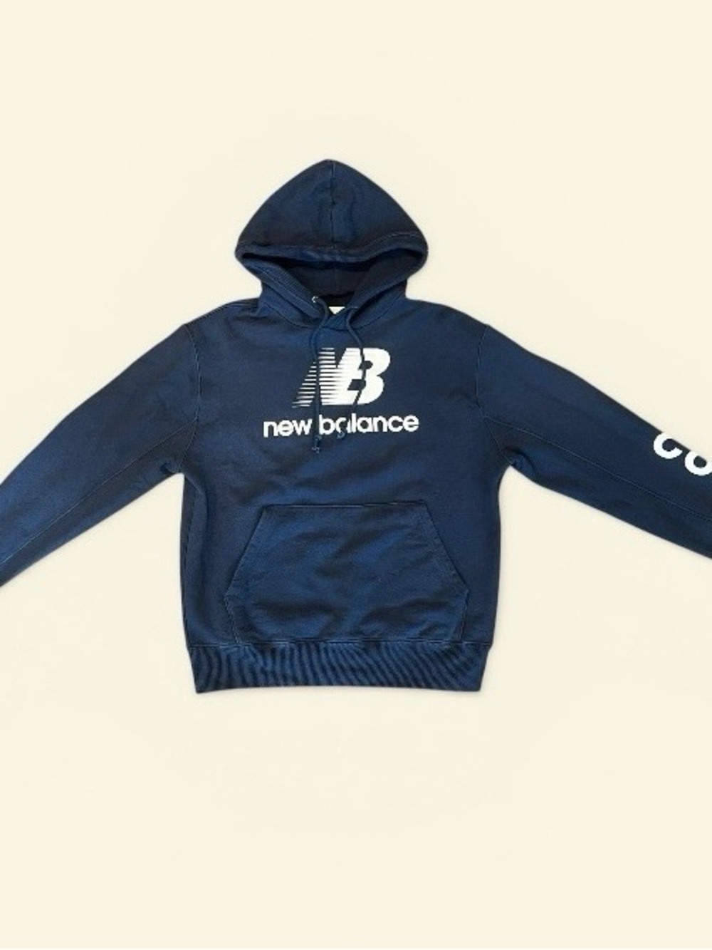 New Balance Navy and White Logo Pullover Hoodie